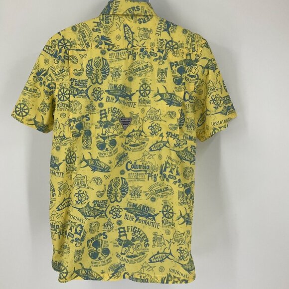 Columbia PFG Omni-Shade Casual Button-Down Shirt Men Size S/P fishing yellow - Picture 9 of 12